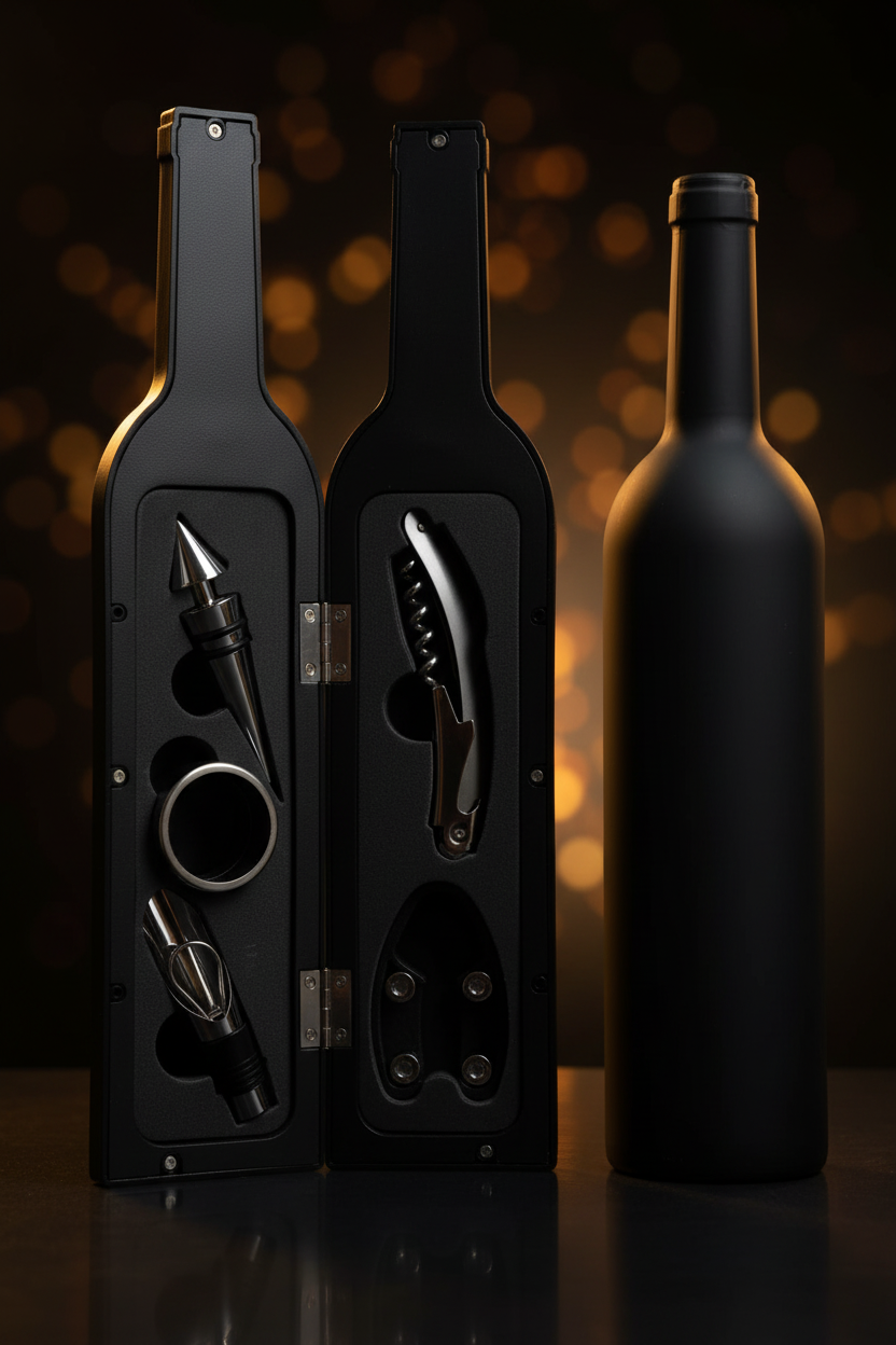 KIT ABRIDOR DE VINHO EM AÇO INOX - 5PÇS