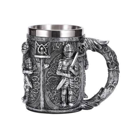 CANECA MEDIEVAL CAVALEIRO DE ARMADURA EM RESINA